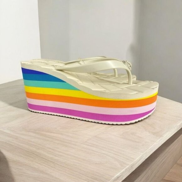 Kurt Geiger London Kensington Wedge Flipflop Rainbow Size 8.5 - Picture 8 of 13